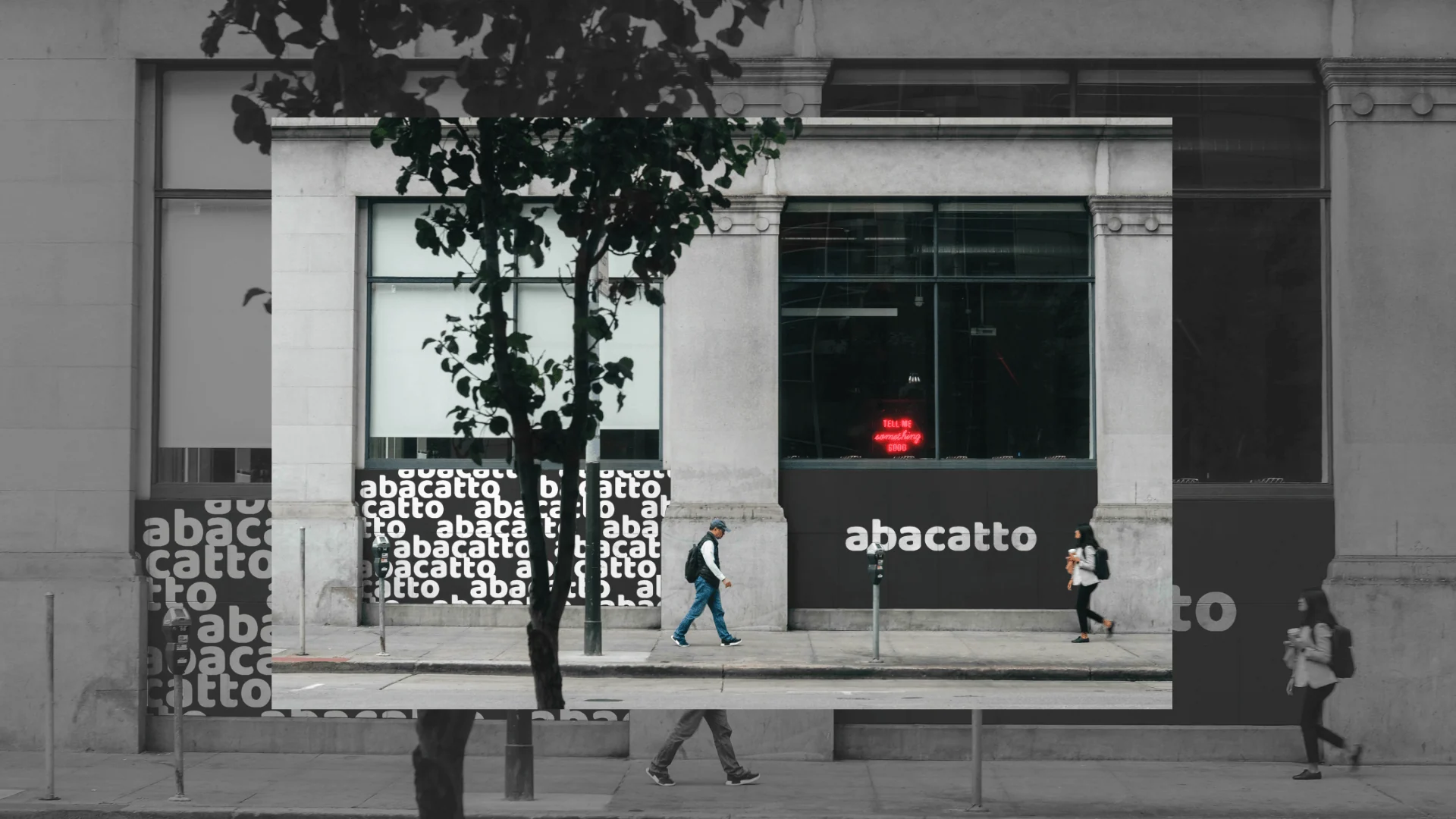 Abacatto identity in motion and signage